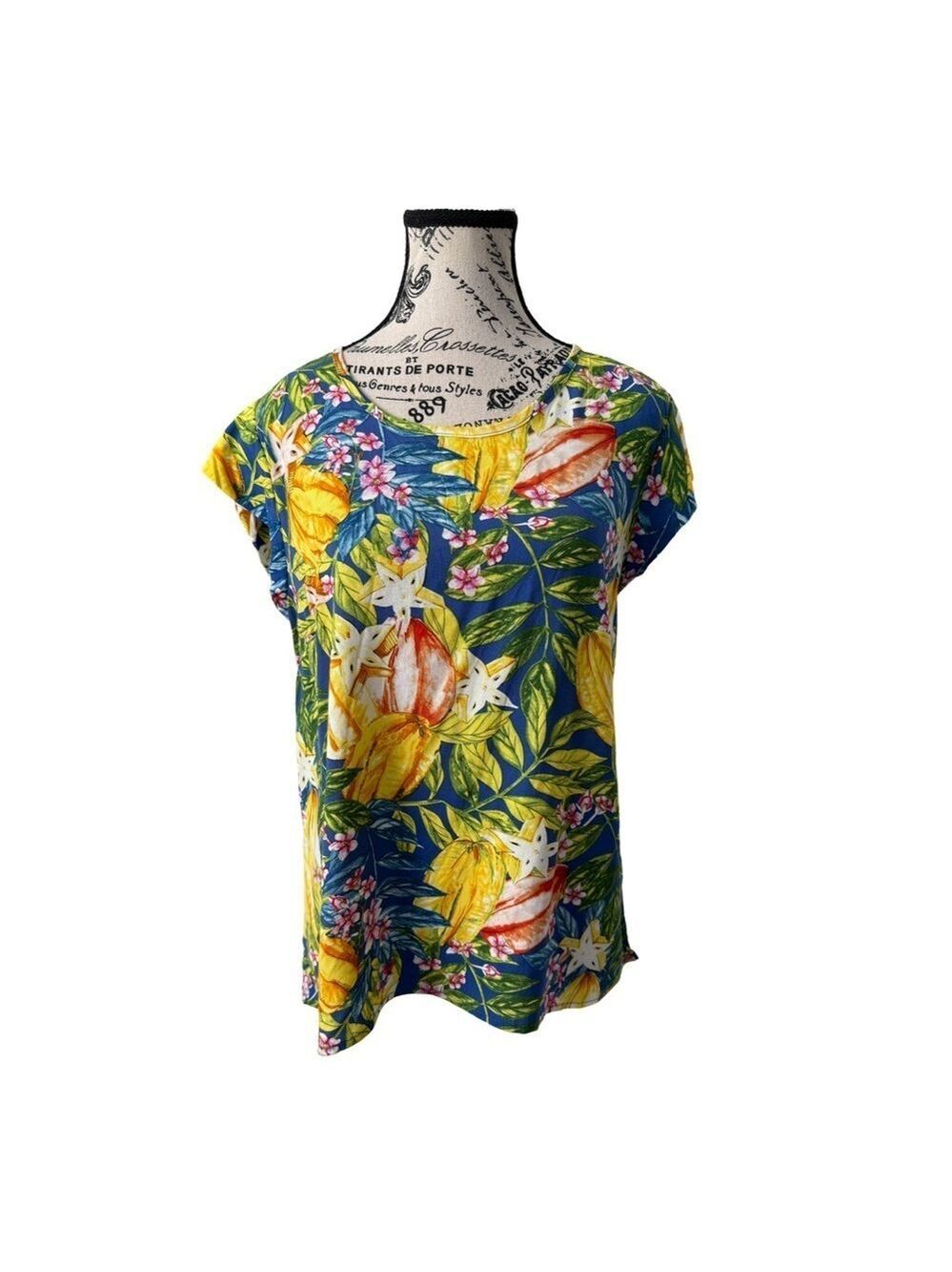 Rachel Rachel Roy Tropical Floral Leaf Print High Low Blouse NWT Size S